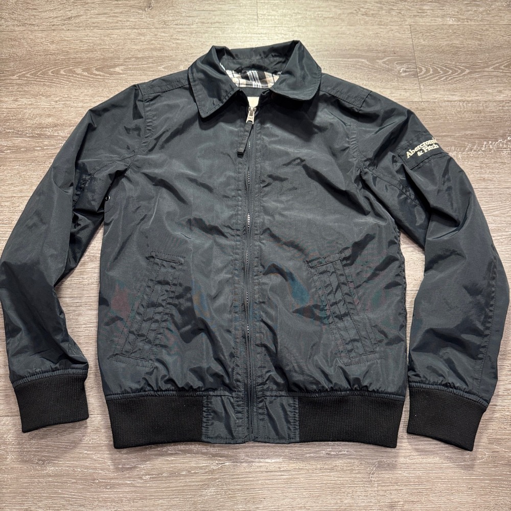 Abercrombie & Fitch Jacket Mens M Black Harrington Bomber Windbreaker Military